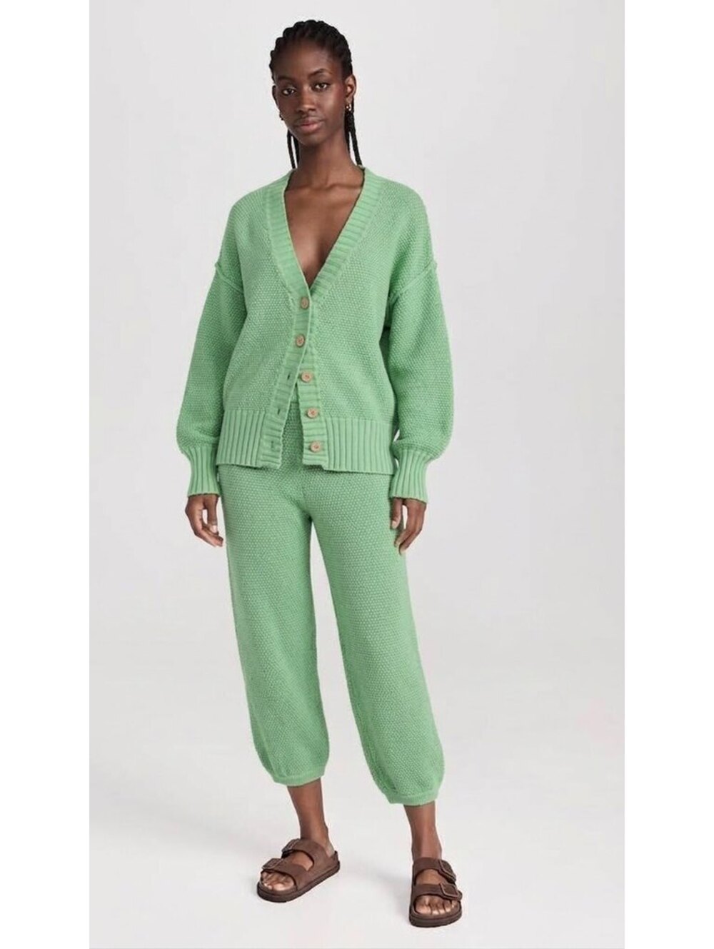 FP Beach (Free People) Hailee Cardi Set 100% Cotton Knit Cardigan & Pants Size L